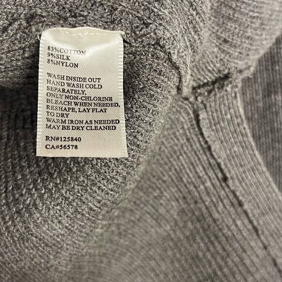 Intermix Small S Gray Cotton Silk Jordana Tie Sleeve Rib Knit Round Neck Sweater - Picture 7 of 9